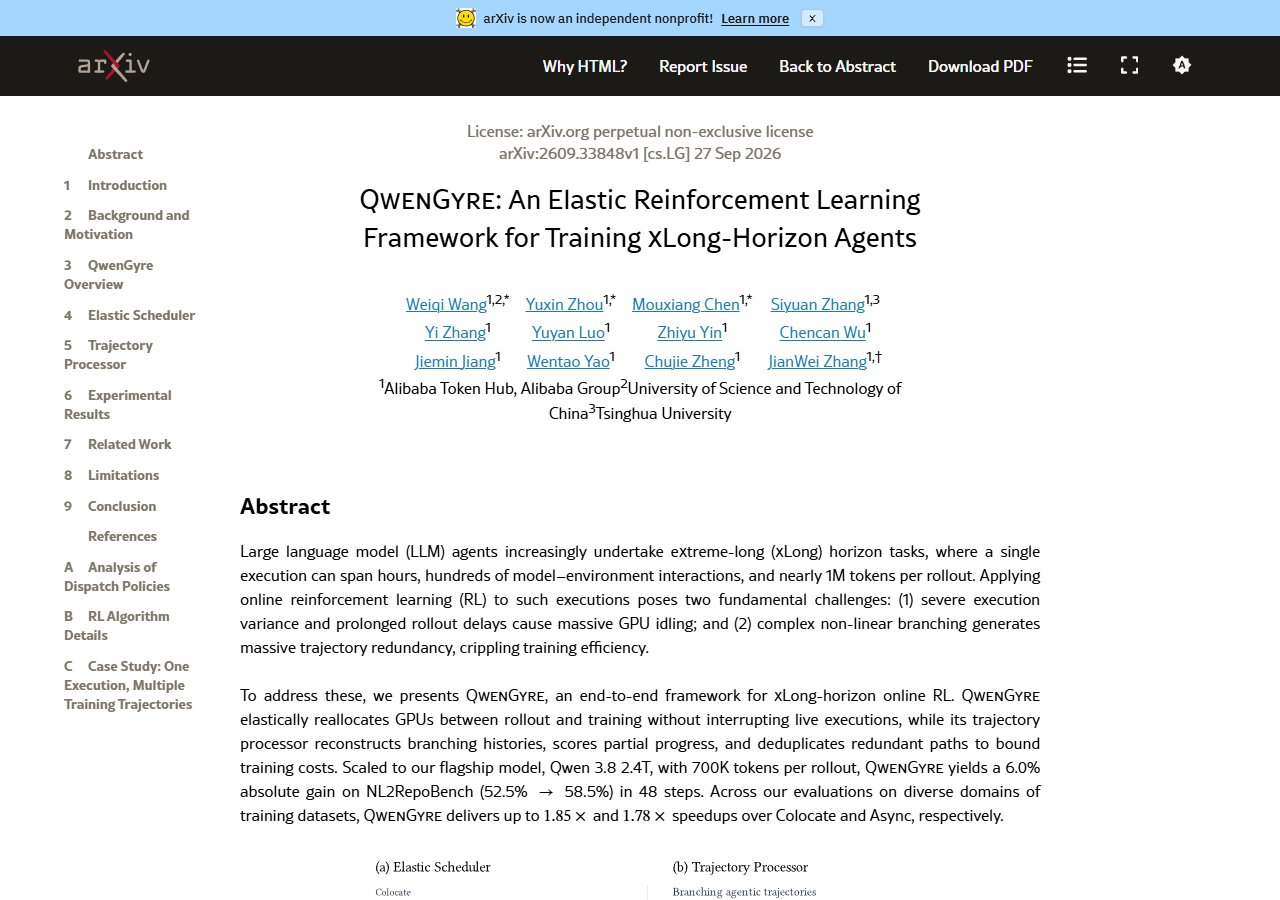 QwenGyre 논문 HTML — 초록과 아키텍처 다이어그램