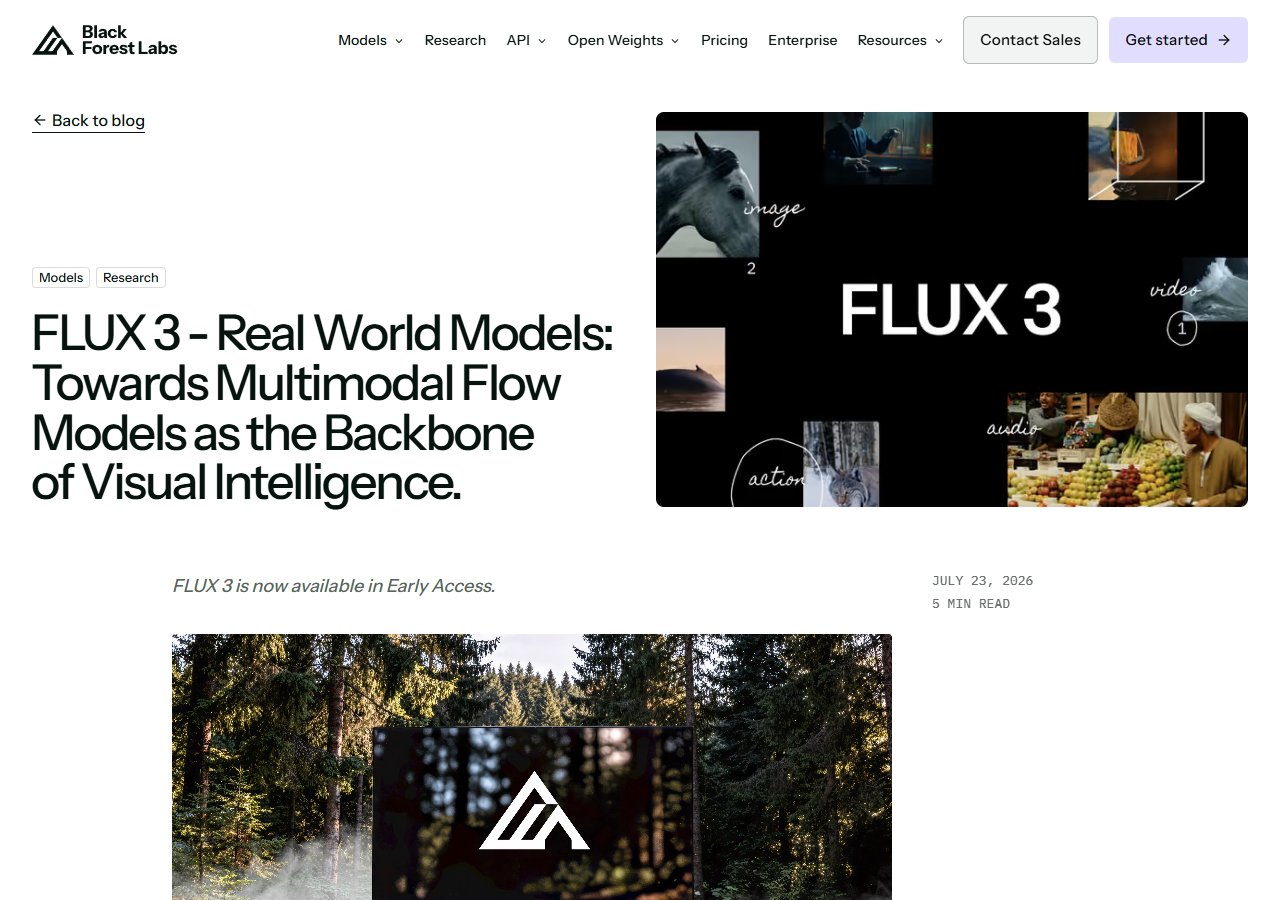 BFL 블로그 — FLUX 3 소개 페이지 (7월 23일 공개).