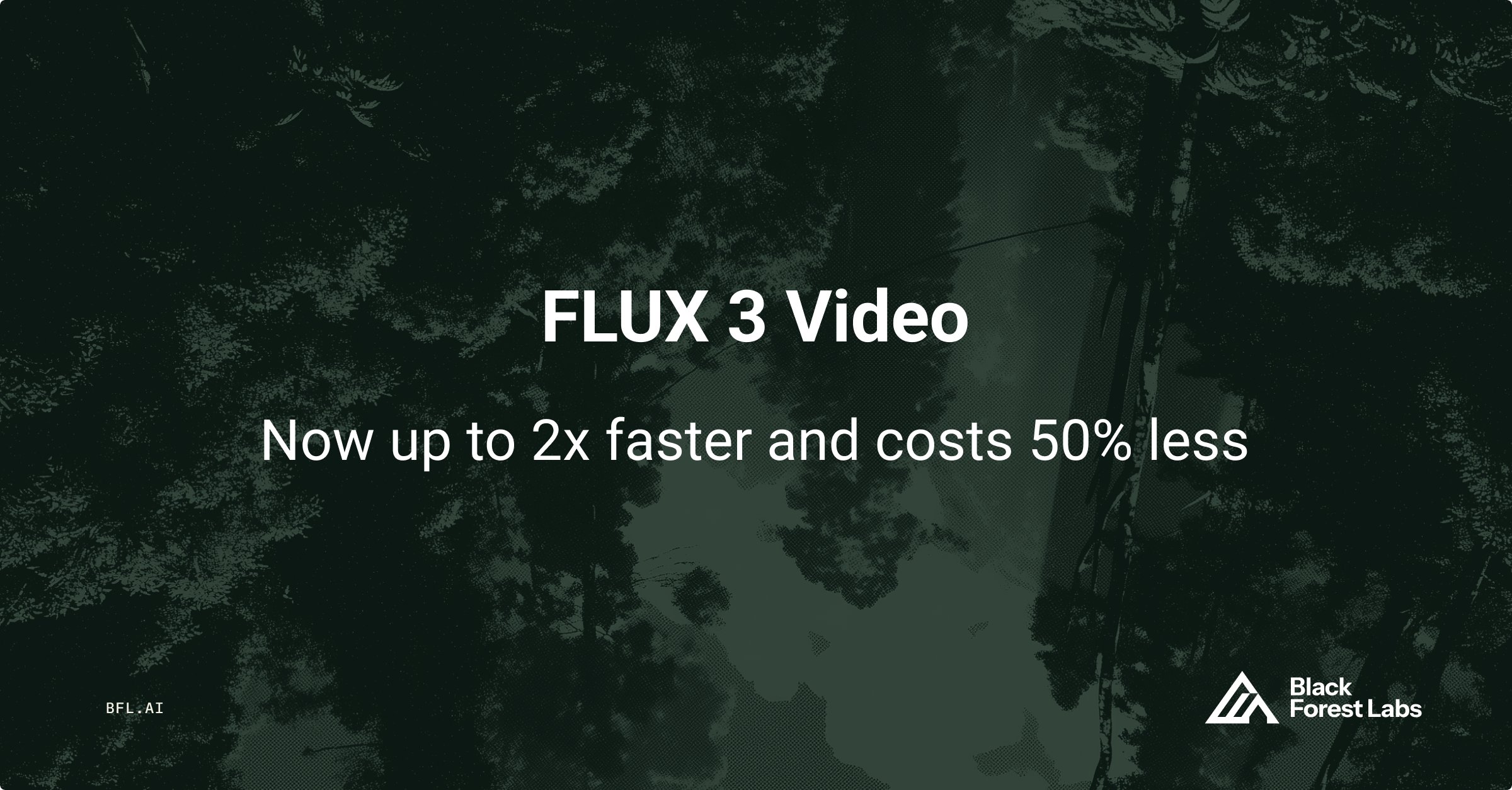 BFL 공식 X 글 이미지 — "Now up to 2x faster and costs 50% less"