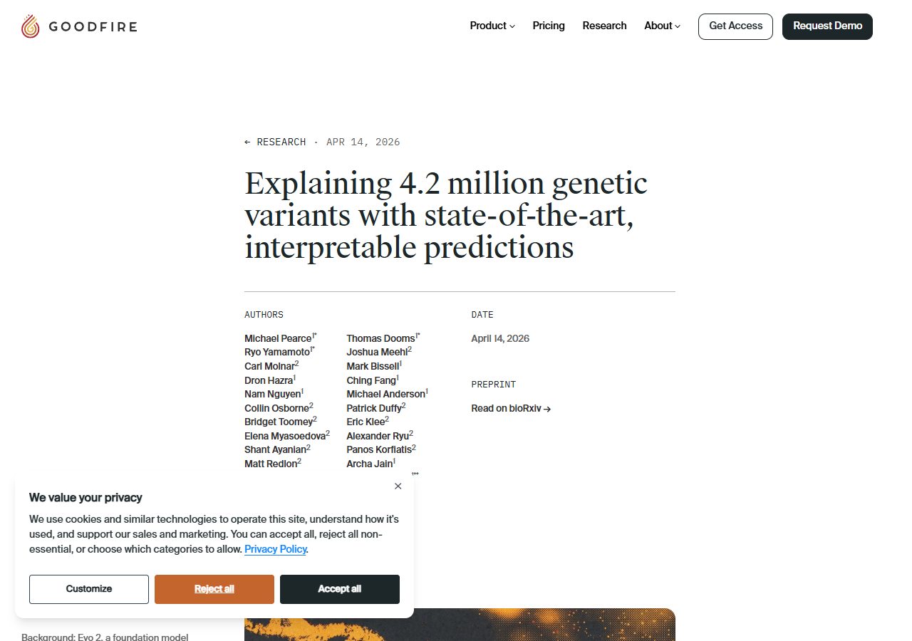 Goodfire 연구 글 · Explaining 4.2 million genetic variants (4월 14일)