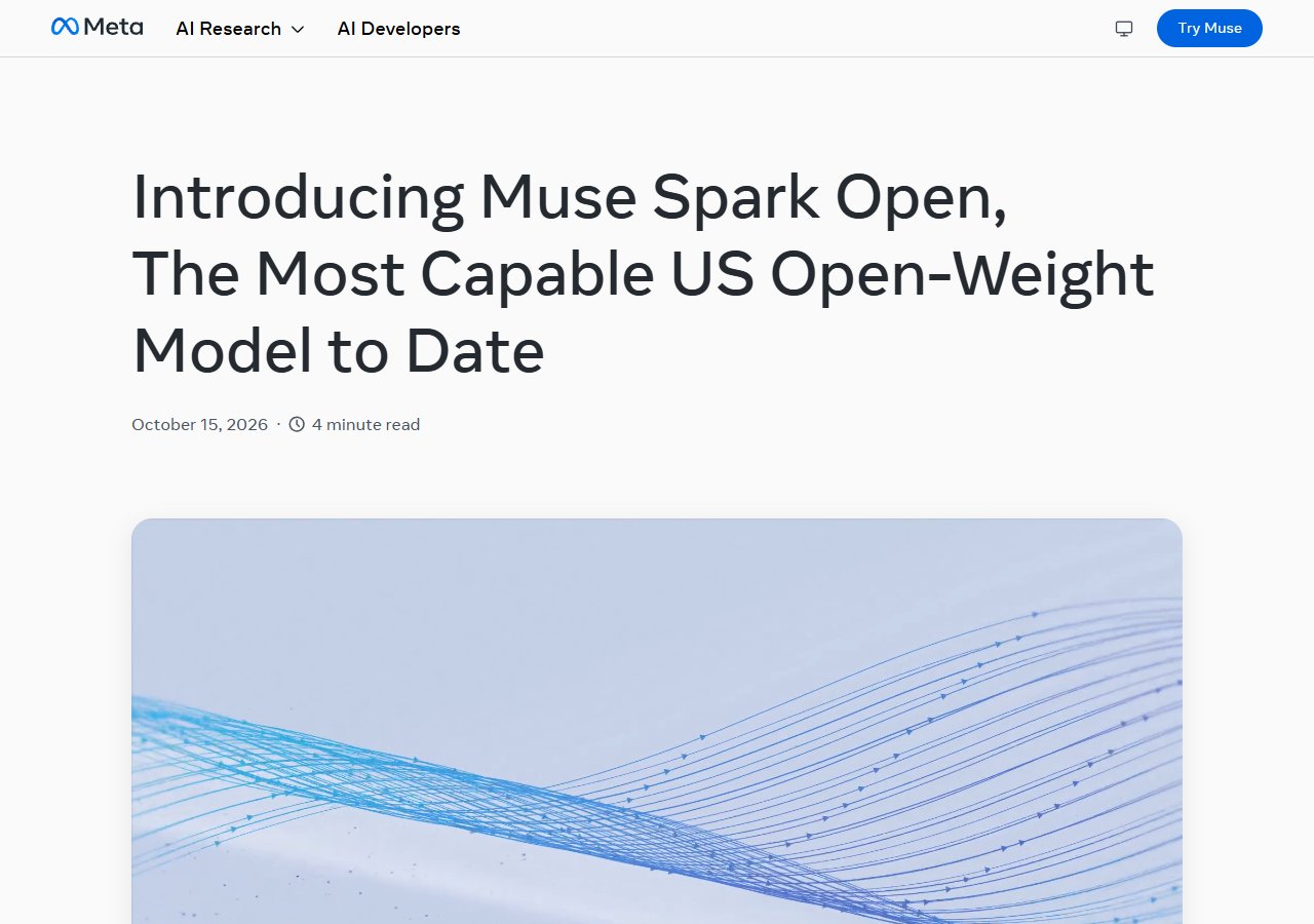 Meta 공식 블로그 — Muse Spark Open 소개 페이지.