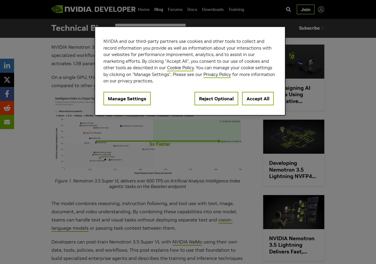 NVIDIA 블로그 — Intelligence Index vs Output Speed 차트 (5x Faster 표기)