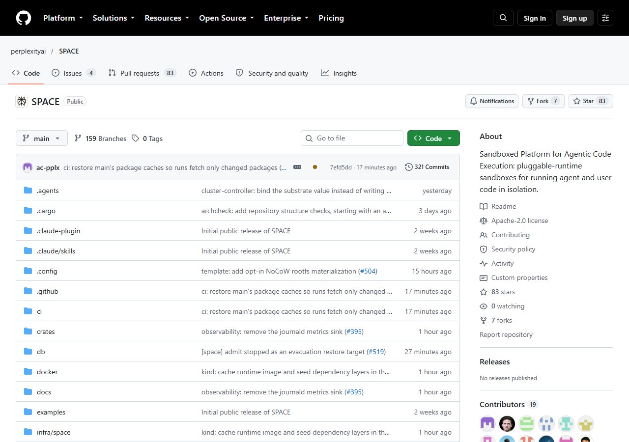 GitHub — perplexityai/SPACE. Apache 2.0 라이선스, Rust 구현.