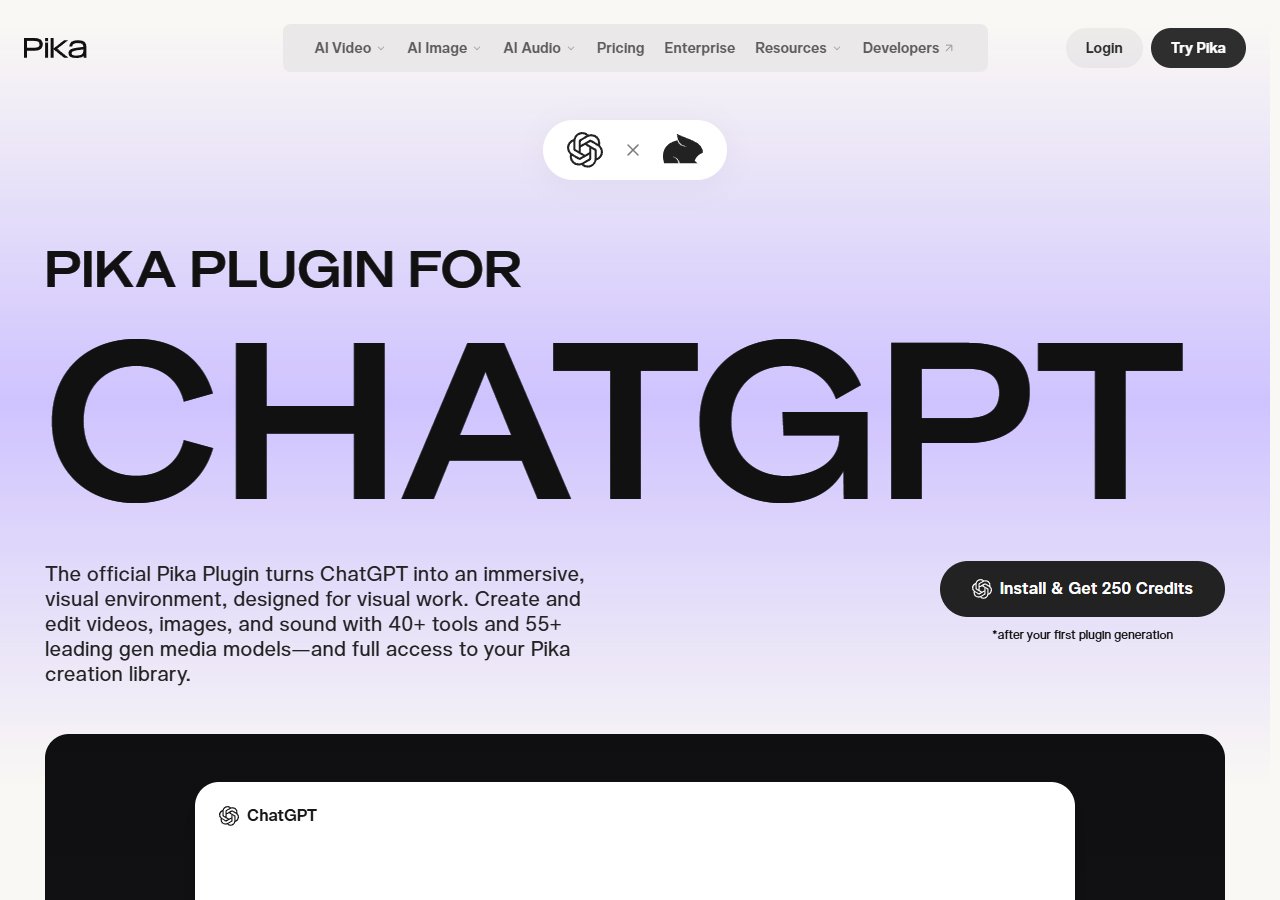 Pika 공식 페이지 — Pika Plugin for ChatGPT