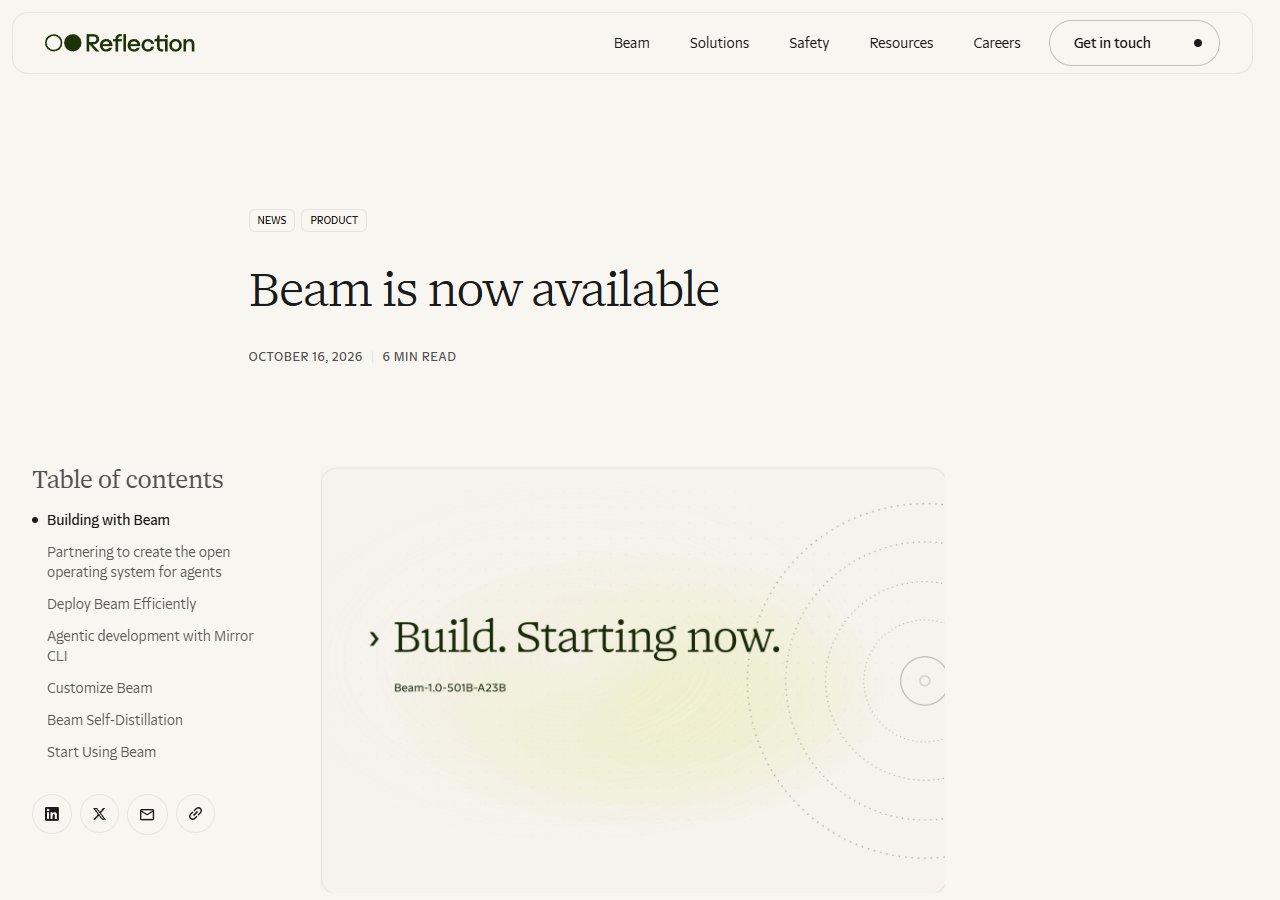 Reflection AI 공식 블로그 — Beam Is Available